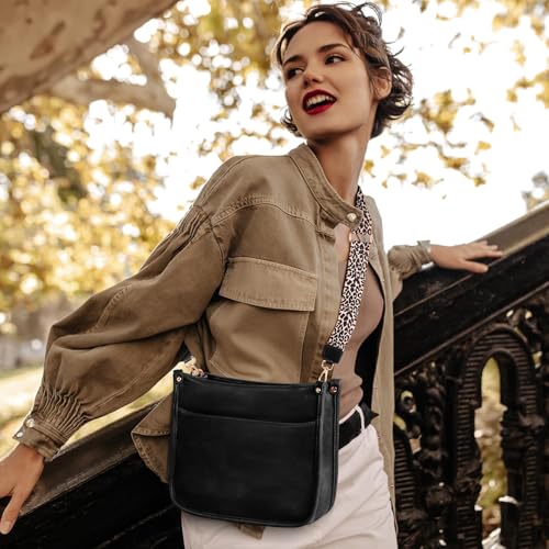 KOGTLA Women's Crossbody Shoulder Bag with Leopard Guitar Strap, Vegan Leather Purse Handbag Bucket Tote Bags2