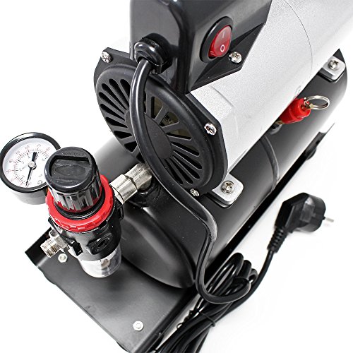 Wiltec airbrush compressor AF186A met luchttank en 1 cilinder luchtdruk tot 4 bar met automatische uitschakelfunctie en manometer - Afbeelding 5