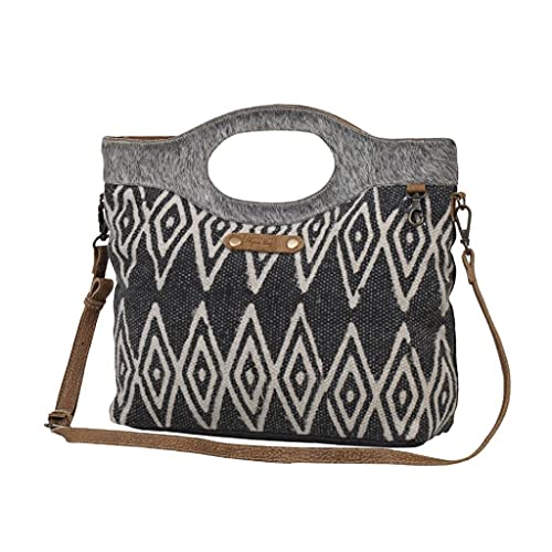 Myra Bag Being Social Tote Bag Upcycled Canvas, Rug, Leather & Cowhide S-26052