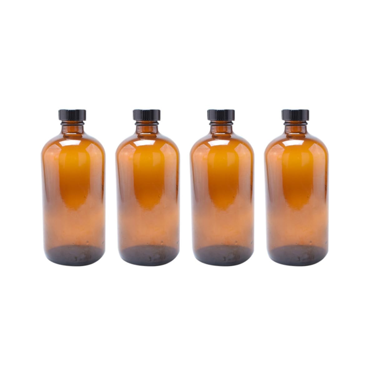 Healeved 4 Pezzi Bottiglia di Vetro Marrone 500ml con Coperchio Ermetico per Conservazione Alimenti, Ecologica Casa e Viaggio