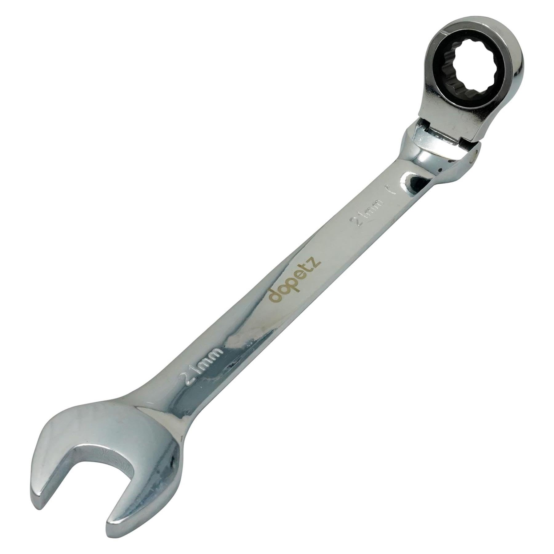 Dapetz Chrome ® Ratcheting Combination Wrench 21Mm Flexible Head Ratchet Spanner Metric Rotate Spanners Tool 72 Teeth Gear Ring Wrench Set Car Repair Torque Wrenches Socket Nut Hand Tool