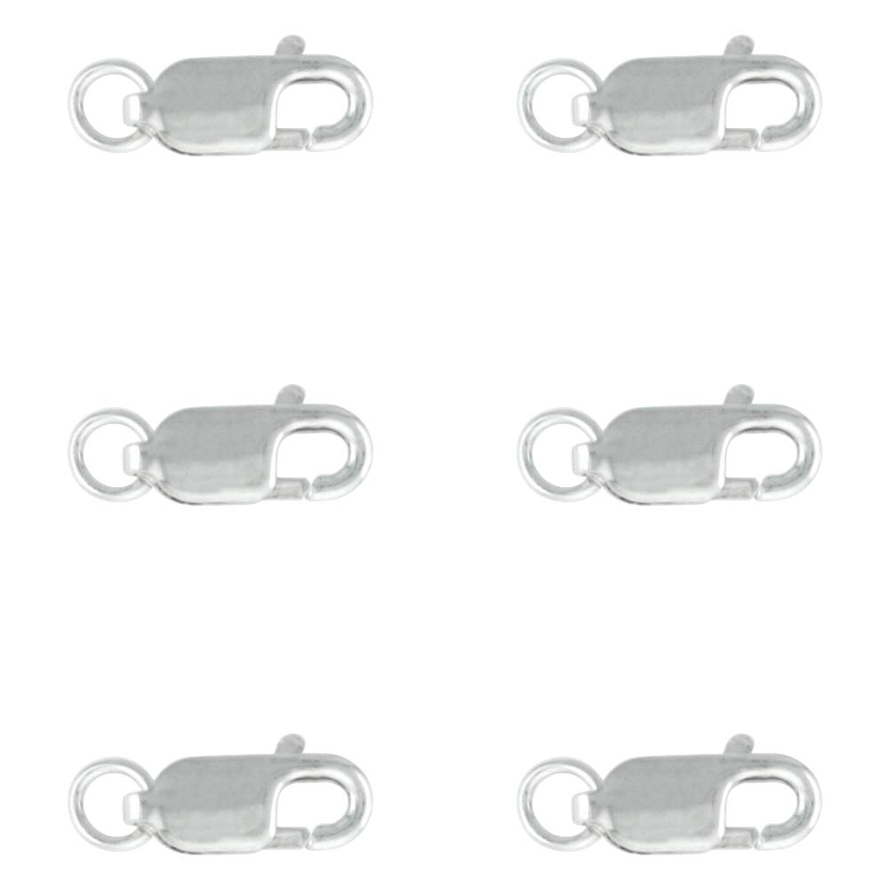 6-pcs Small Sterling Silver 10 mm Lobster Claw Clasp for Jewelry Making & Repairs Open Jump Ring