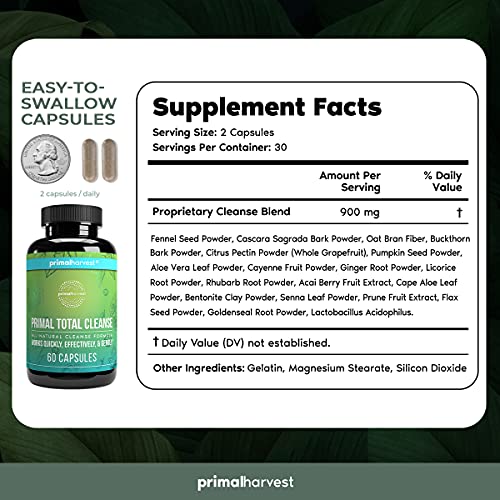 Primal Harvest Full Body Detox Cleanse, Primal Total Cleanse Works as Colon Cleanse, Liver Cleanse, Kidney Cleanse, Gut Cleanse, Bowel Cleanse, Intestinal Cleanse, & Stomach Cleanse, 60 Detox Pills - Image 3