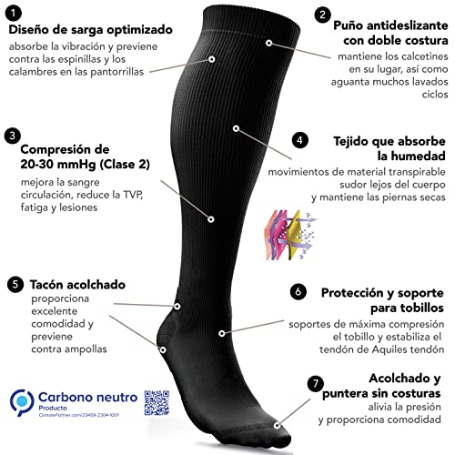 aZengear Calcetines de Compresión para Hombres y Mujer (20-30mmHg ) Medias de Compresion Varices, Deporte, Running, Embarazo, Circulación Sanguínea, Vuelos y Trombosis, Enfermeria, Médicos S/M - imagen 2