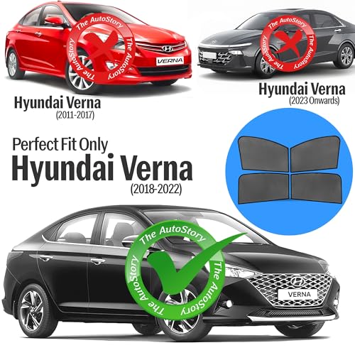 Image of AutoStory Custom Fit Non-Magnetic Cotton Mesh Car Sunshade for Verna 2018-2022| UV & Heat Protection Car Window Curtains | Privacy Car Sun Shade | Breathable Vehicle Specific Side Window Shades