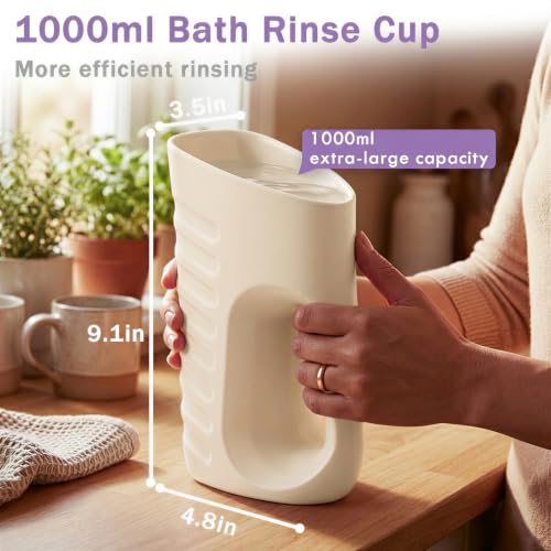 Image of Babylush Baby Bath Rinse Cup & Rinser - 1000ml Soft EVA, 0.3lb Lightweight, BPA-Free Bath Water Pourer, Baby Bath Pitcher, Shower Cup for Kids (Beige)