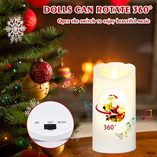 Valentines Day Holiday Flameless Candle With Rotating Display Stand And Jingle Bells Music Box Real Wax With Battery Operated Led Pillar Candle Christmas Holiday Gift, 3 X 6 Inches(Deer) #TOP3