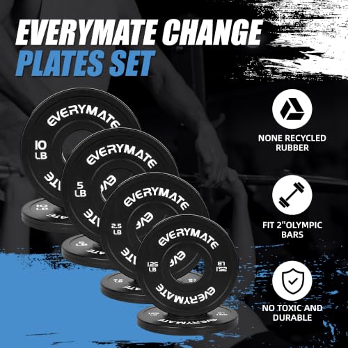 Image of EVERYMATE Change Weight Plates 1.25LB 2.5LB 5LB Set Fractional Olympic Bumper Plates for Cross Training Steel Insert Strength Training
