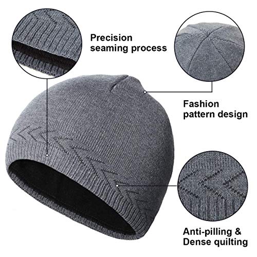 Image of Mens Winter Warm Knitting Hats Plain Skull Beanie Cuff Toboggan Knit Cap