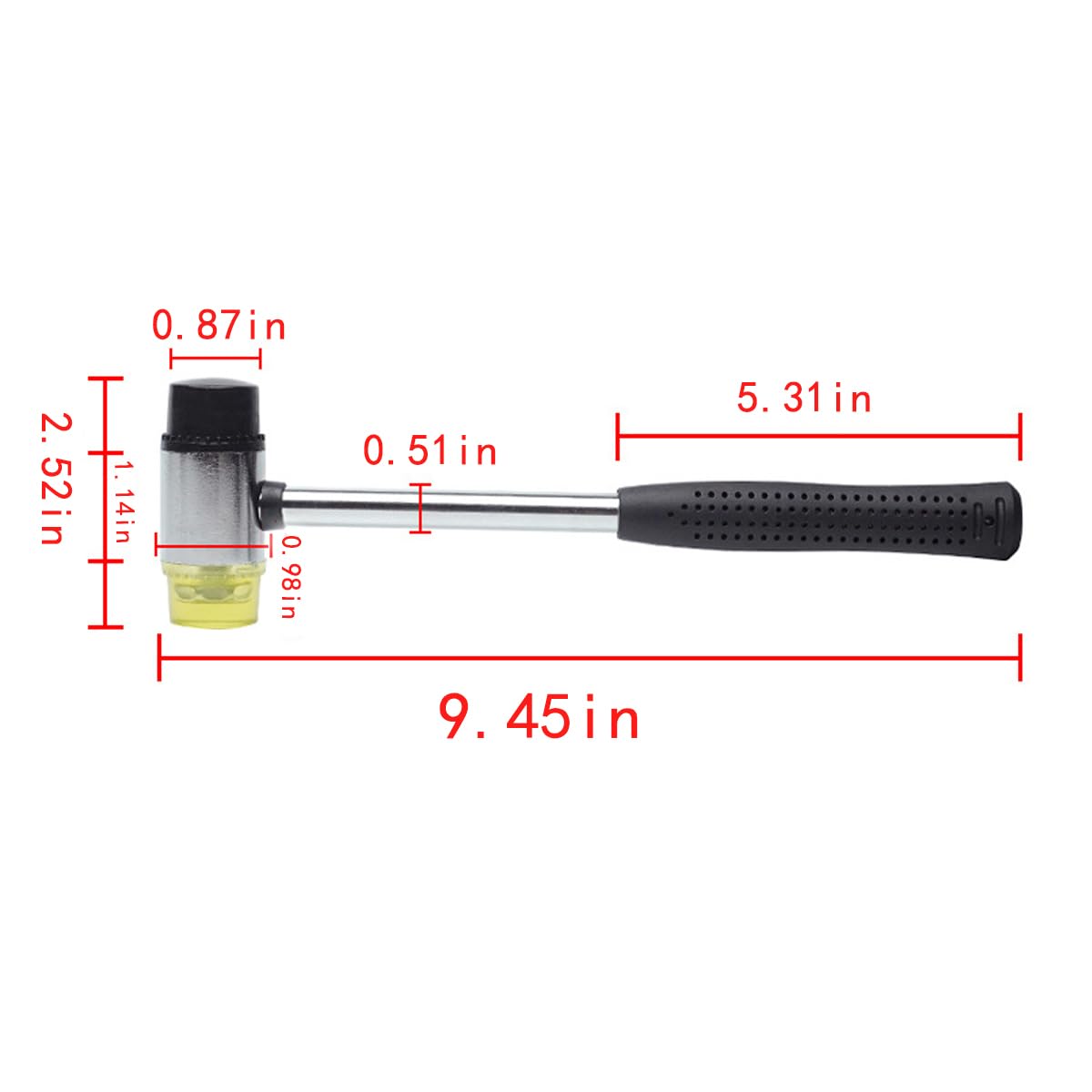 HZACHYX Mini Soft Rubber Hammer – Double-Ended Removable Mallet With Steel Pipe Handle For Furniture Assembly, Tile, Flooring