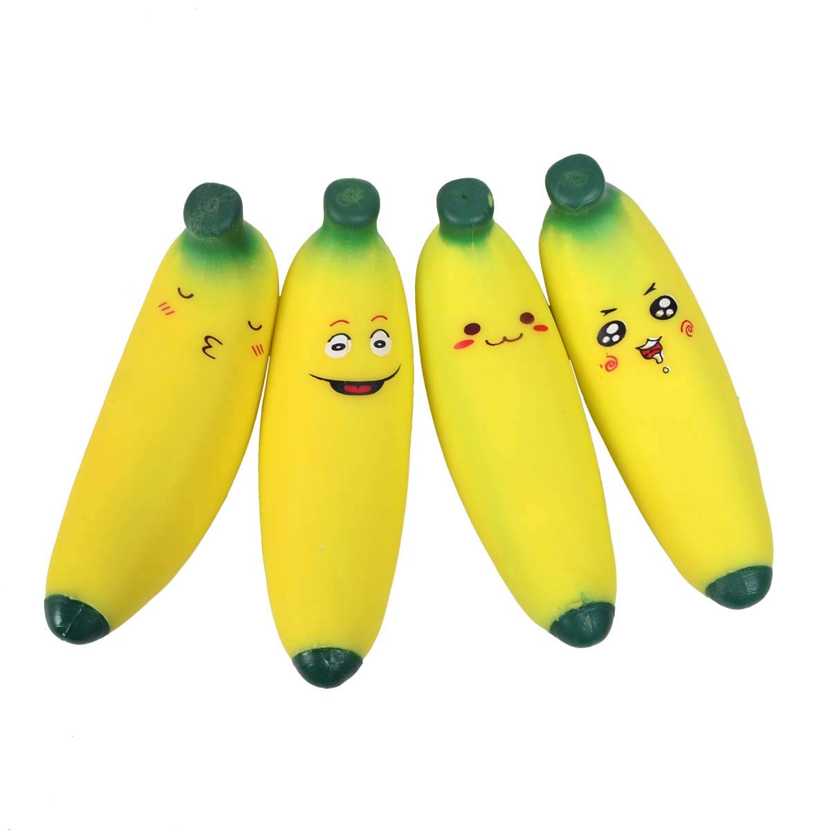 Stretchy Emoji Banana Sensory Toy 4 Pack Squeeze Stress Relief Toys,Fidget Toys for Kids and Adults.,Autism Toys(Ramdom Face) (Banana)