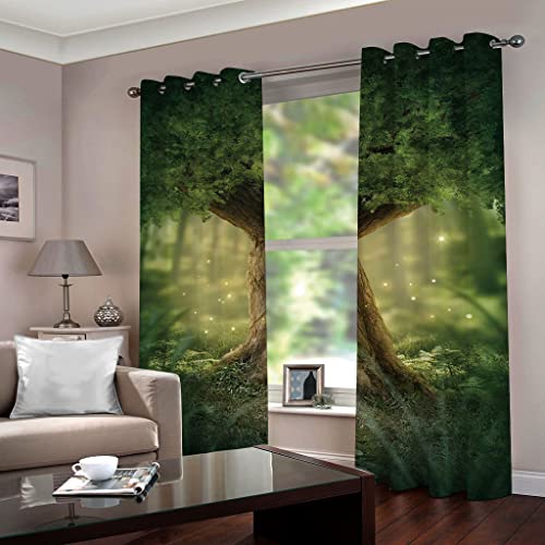 Rideaux et draperies intérieurs opaques vert occultant 140x290cm