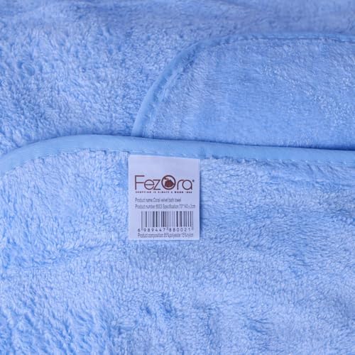 Image of Fezora Microfiber Bath Towel for Men & Women - Large Size 70x140 cm, 400 GSM, Ultra Soft, Quick Dry, Lightweight & Super Absorbent Towel for Bathroom, Gym, Spa, Travel & Swimming (Light Blue)
