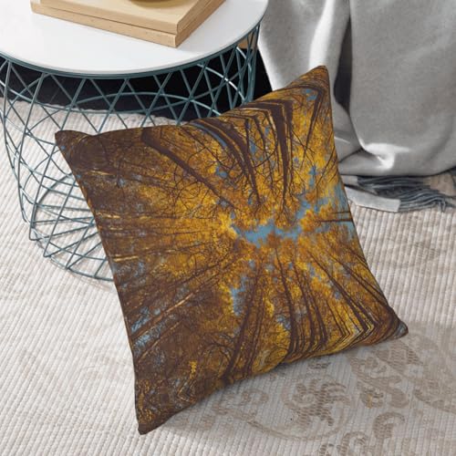 Housse coussin velours côtelé jaune arbre déco pour canapé carré