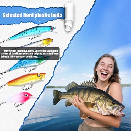 EXAURAFELIS Kit de Señuelos y Equipo para Pesca, Cebo Duro y Blando Mixto con Cucharillas de Metal para Bass, Trucha y Pik Freshwater y Saltwater miniatura 3