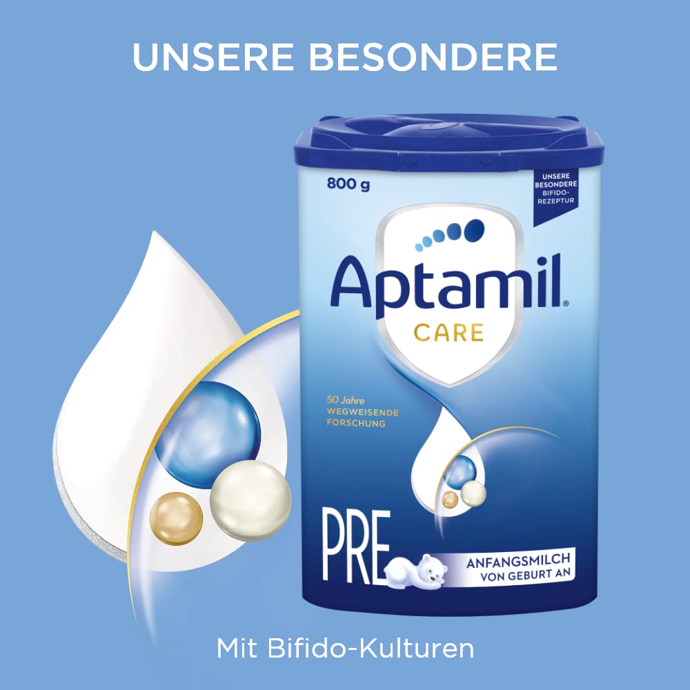 Aptamil Care PRE – Anfangsmilch von Geburt an, Mit DHA & Comfort – Spezialnahrung von Geburt an, Zum Diät Management, Bei Koliken, Blähungen & Verstopfungen, Palmöl, Milchpulver, 1x 800 g