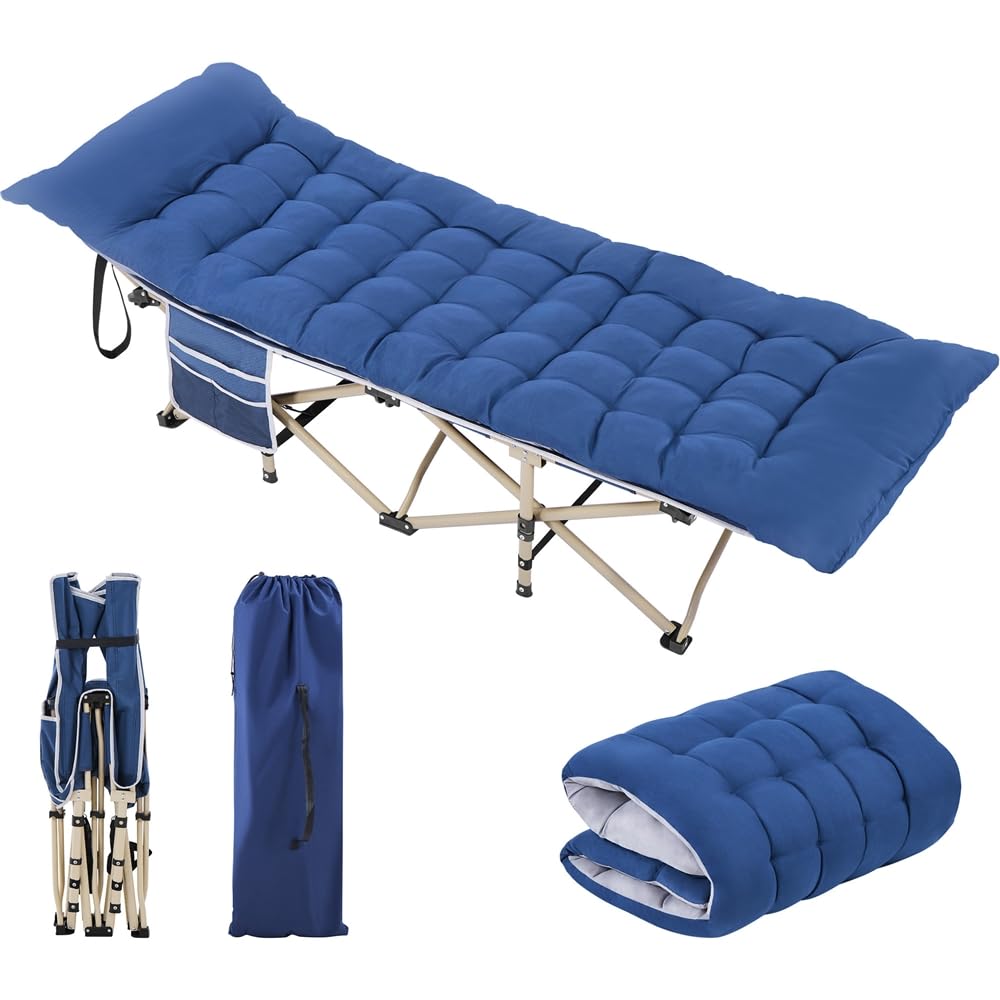 Yaheetech Cama de Campamento Plegable con Colchón de 150 kg, Carga de Cama de Camping con Bolsa de Transporte Marco de Metal