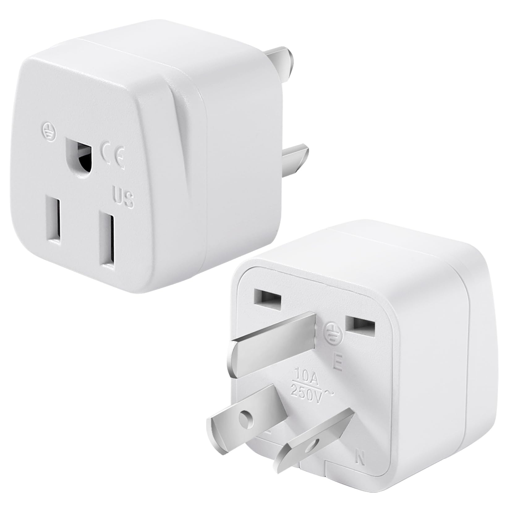 2 Pack US to Argentina Australia China Travel Plug Adapter, Type I 3 Pin Grounded Wall Plug Wall Outlet Power Adapter for Argentina Australian,New