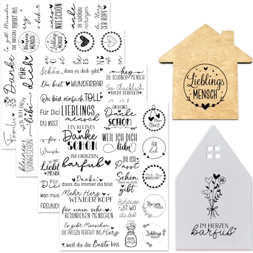 Tixlux 4 Stück Rub On Sticker Folie Transferaufkleber 19x14cm für Glas Handarbeiten Dekoration DIY-Kunsthandwerk Geschenke Deko Party Deko (Lieblingsmensch)