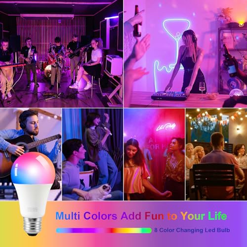 Image of Ambimall Floor Lamp with Smart Light Bulb, RGB + Color Temperatures Bright Dimmable (Beige Shade & Black Pole)