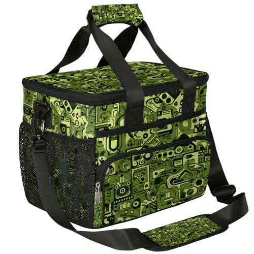 Green Fashion Insulated Picnic Backpack Lunch Box for Women Men Picnic Basket Tote Lunch Bag Picnic Bag Portable Lunch Bags for Picnic, Beach, Work, Trip,Office, Camp Abstract Texture