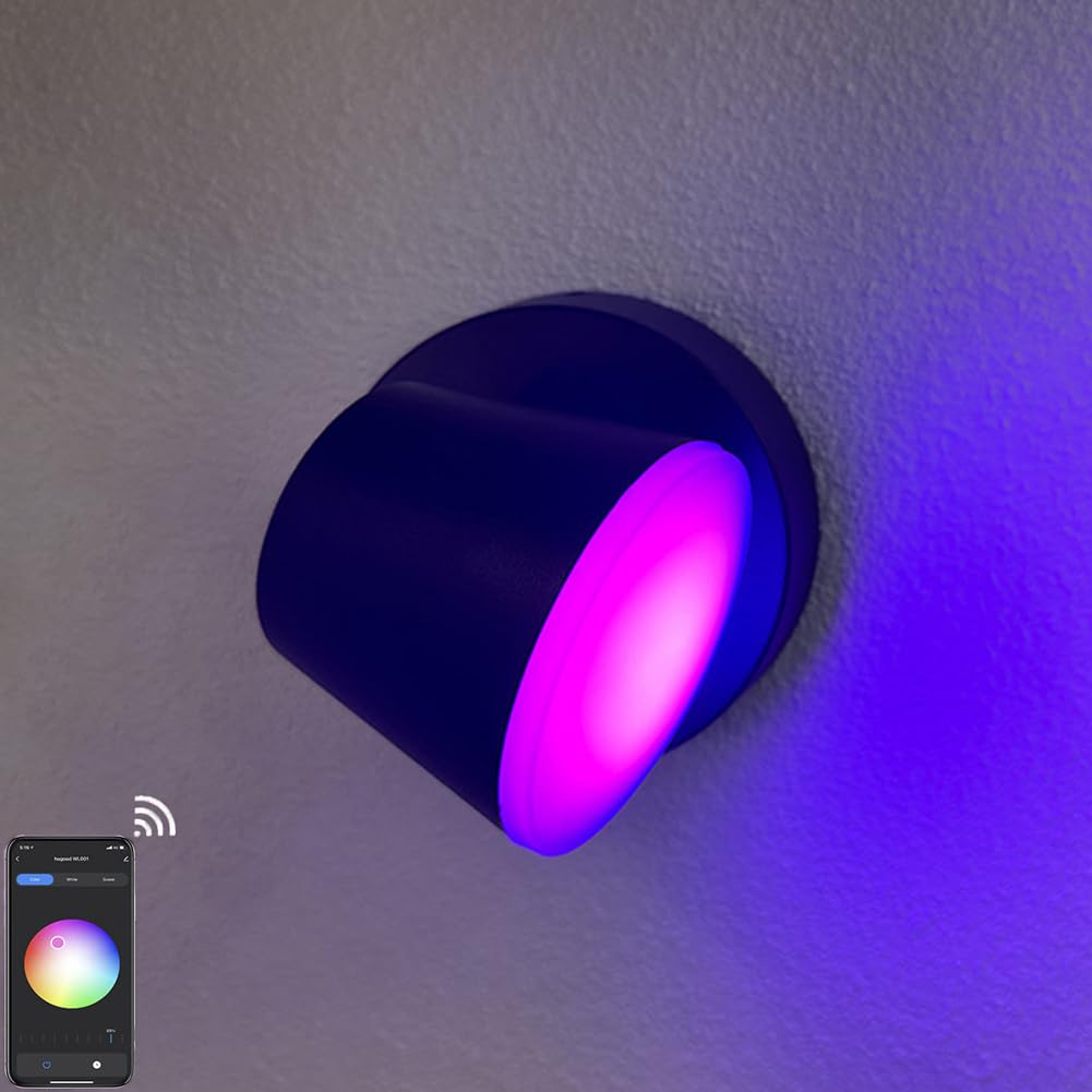 LED Außenwandleuchte 360° Drehbar RGB Dimmbar Außenlampe mit APP Steuerung Timer Wandlampe Innen Außen Wasserdicht IP65 Außenleuchte RGB Farbwechsler, über Smart App steuerbar Wandbeleuchtung