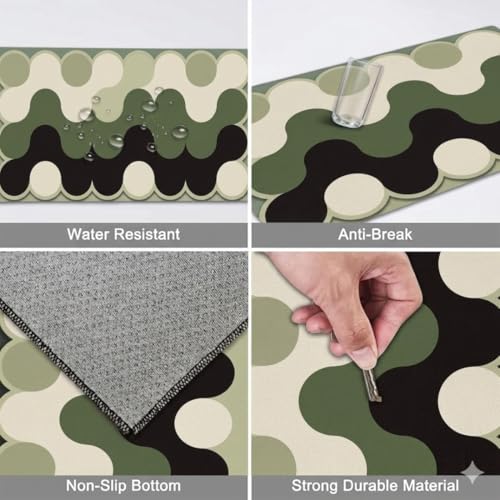 Image of Kitchen Anti Slip Mat for Floor, Waterproof Washable Kitchen Mats, Non Slip Kitchen Floor Mats for Home, Soft Mats for Kitchen, Kitchen Mats for Floor Anti Slip (Fancy Scalloped Green)