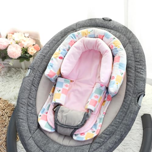 Image of SWESEN Baby Car Seat Head Support, Super Soft 2 in 1 Infant Car Seat Insert, Reversible Newborn Car Seat Insert Cushion with Strap Covers for Strollers, Bouncers, Swing, Floral