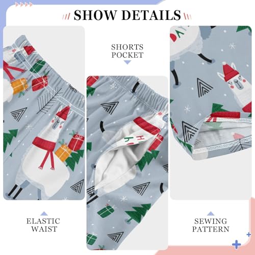 ZZXXB Xmas Llama and Gifts Boys Long Pants Soft Trousers Elastic Waist Kids Lounge Bottoms with Pockets S-XL4