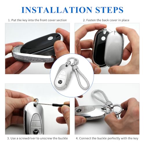 Image of Creativity for Mercedes Benz key cover and keychian (Grey Combination)