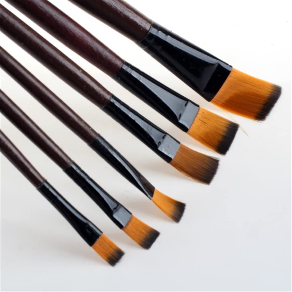 unids/Set Cepillo Plano Pelo de Nailon de Madera Acuarela acrílico Pincel para óleo Conjunto para Dibujar Pintura Arte Suministros
