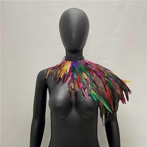 Zcargel Feather Shrug,Shrug Necklace Collar Cloak Gothic Steampunk Shawl DIY Decorative Fringe Natural Real Epaulet Costumes3