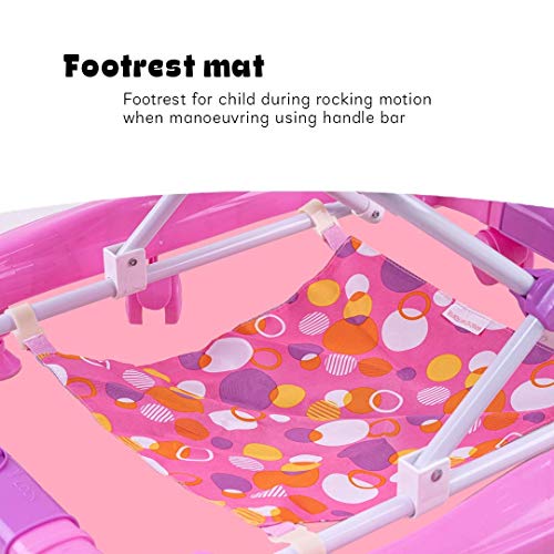 Image of Baybee 3-in-1 Baby Walker for Kids 6 to 18 Months with Rocker Mode, Removable Toy Bar, Adjustable Height, Inbuilt Music, Sunshade & Smooth 360 Wheels | Easy Folding Walker for Boys & Girls (Lite Pink)