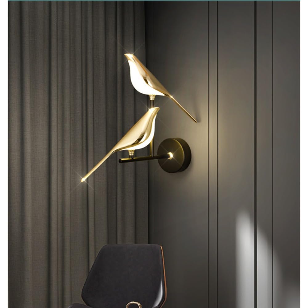 Lámpara de pared de pájaro nórdico Retro Simple LED Diseño creativo, la lámpara de aplique puede girar para decorar la sala de estar, el dormitorio, el pasillo (2 novias)