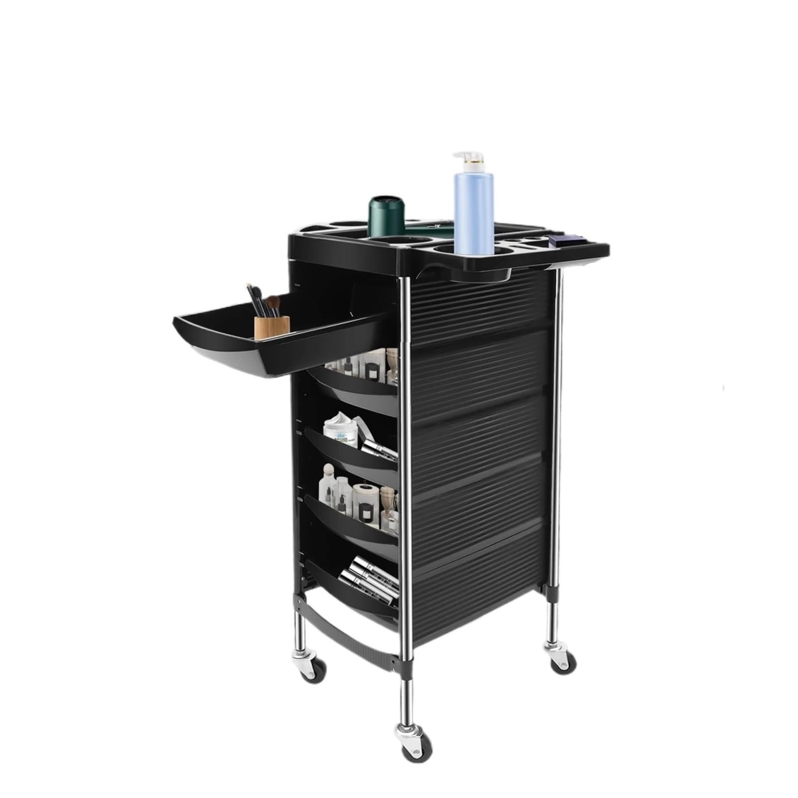 Beauty Salon Trolley Cart 6 Layers Beauty Salon Trolley With Storage Drawers, Hair Colouring Rolling Cart For Barber Spa