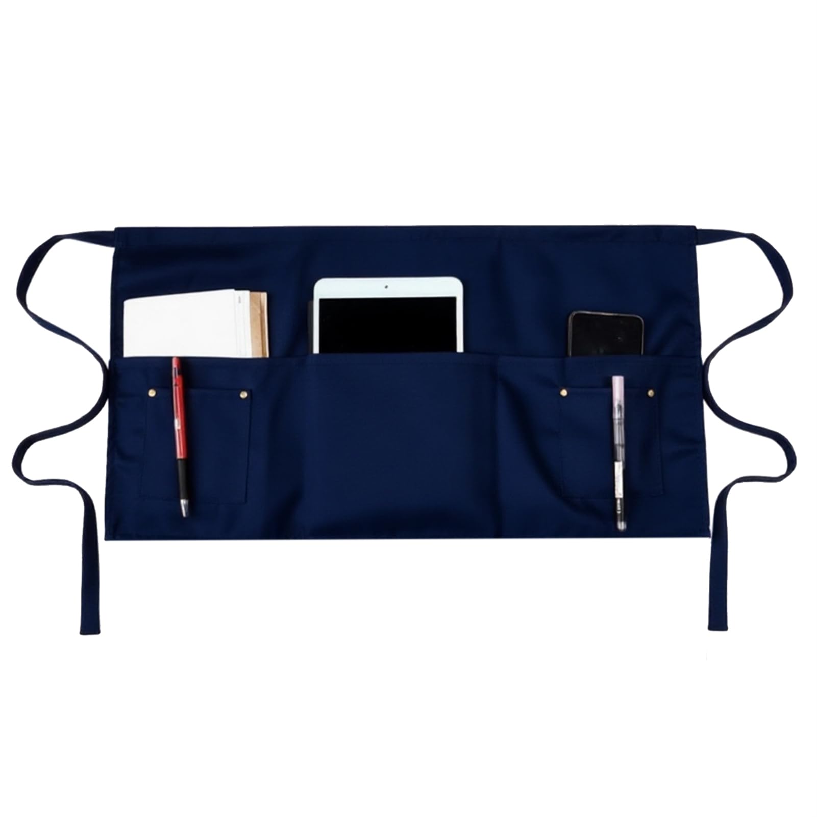 Single Server Waist Apron with 5 Pockets - 11.5 Inch Waterdrop & Oil Resistant Waitress Waiter Half Apron-Dark Blue by Tiwerlfe – Polyester, Dark Blue, Model Tiwerlfe Waist Apron