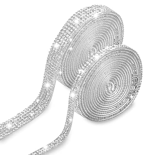 2 Mètres de Ruban Argenté Strass a Coller, Strass Autocollant, Pierres Précieuses en Argent Autocollantes, Décorations Clinquantes pour la Chambre à...