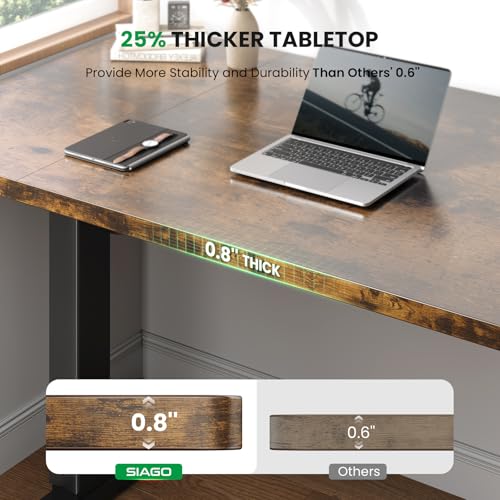 Image of SIAGO Electric Standing Desk Adjustable - 48 x 24 Inch Sit Stand up Desk with Cable Management - 3 Memory Preset Adjustable Height Table