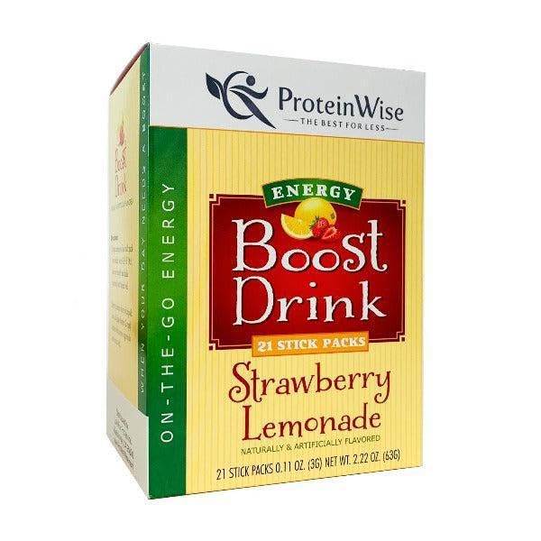 ProteinWise – Strawberry Lemonade Energy Boost Drinks – 21 Stick Packs