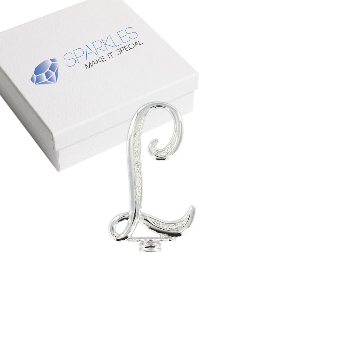 Rhinestone O Diamond Silver 4" Crystal Cake Topper - Wedding Birthday