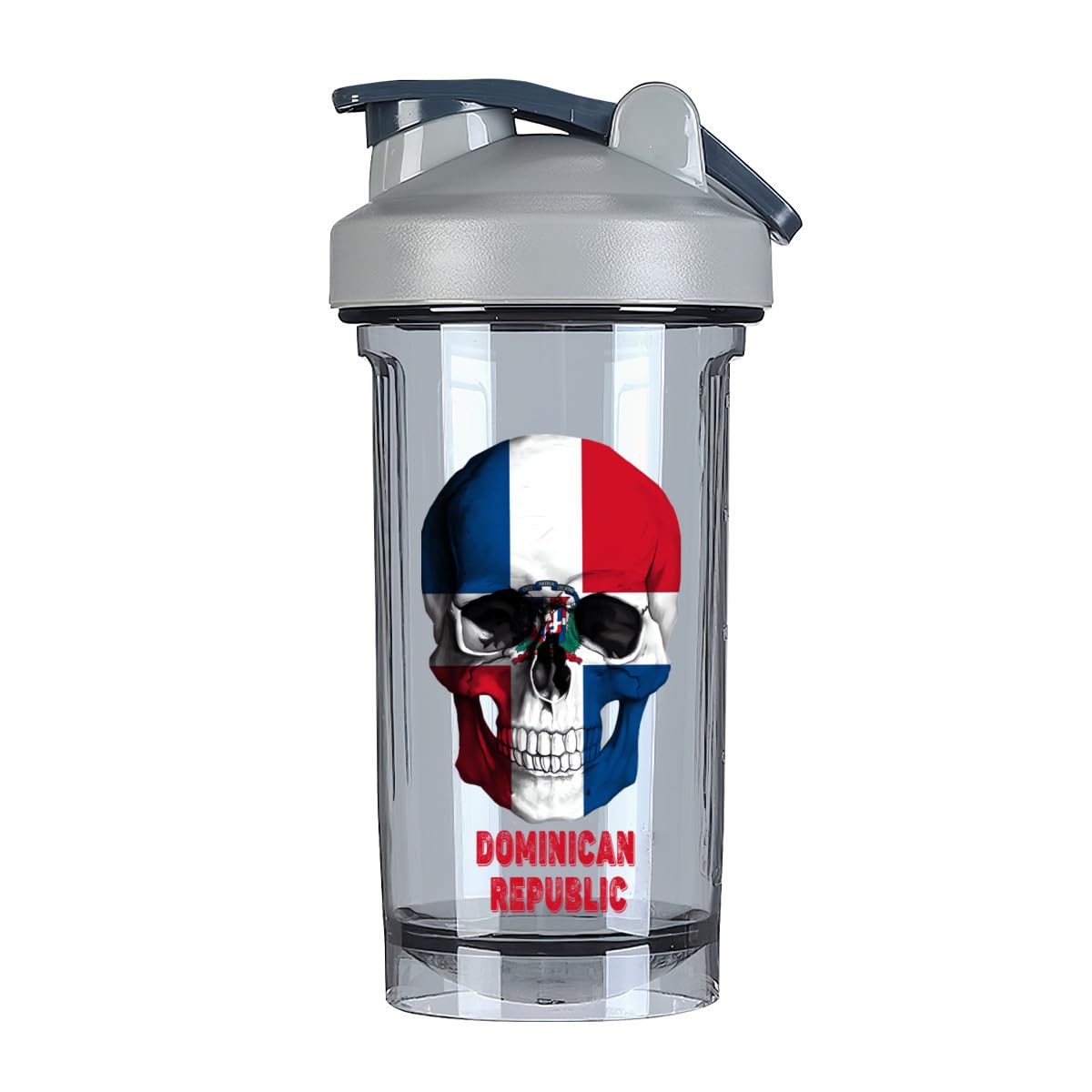 Skull Dominican Republic Flag 18 Ounce Shaker Cup,Fashion Theme Pattern Shaker Bottle Leak-proof Workout Shake Bottles 500ML/18 oz Perfect for Pre Workout-3-1