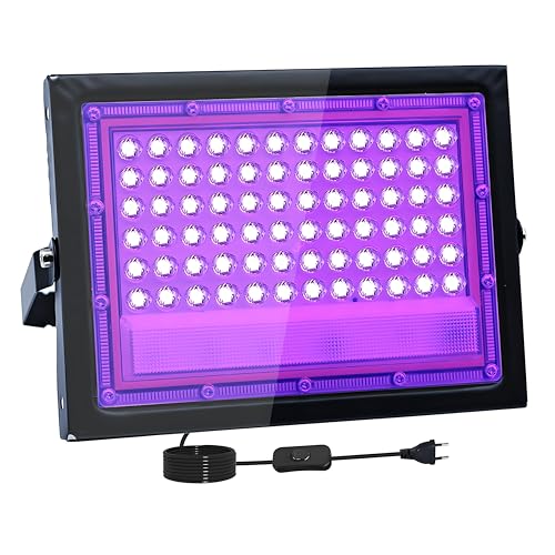 50 W LED luz preta, IP66 impermeável holofote UV ultravioleta, luz preta ultravioleta com interruptor para Halloween, discoteca, pintura corporal, néon, DJ, Black light Party