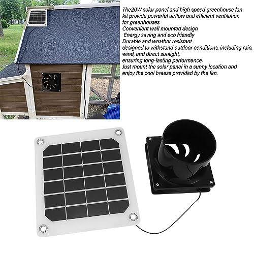 Ventilador de panel solar de 20W para refrescar gallineros y proteger mascotas 6