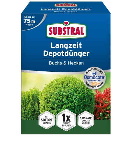 Substral Langzeit Depotdünger für Buchs & Hecken, Osmocote Premium-Langzeitdünger mit Profi-Technologie, 1,5 kg