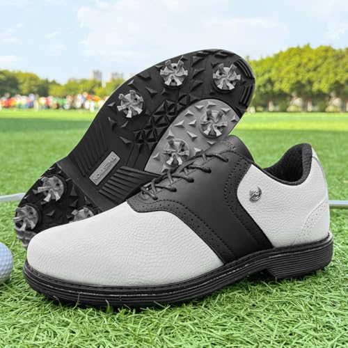Image of Spikes Golf Shoes Men Professional Golf Shoes Waterproof Walking Footwears for Golfers Outdoor Gym Sneakers