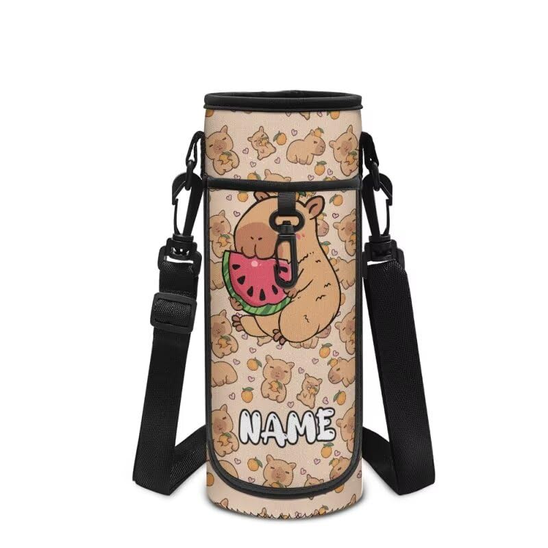 COEQINE Bolsa de transporte personalizada para botellas de agua para niñas y niños, para caminar, escuela, Capybara, Waterlemon Prit, bolsa de bicicleta para niños y mujeres, bolsa para beber teléfono