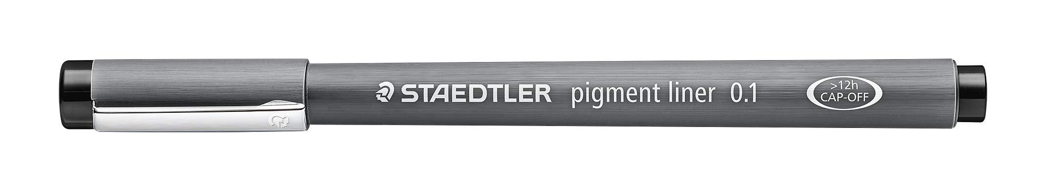 STAEDTLER Czarna wkładka pigmentowa, szerokość linii 0,1 mm, atrament pigmentowy, długa metalowa końcówka, długa żywotność, 10 cienkopisów w kartonowym etui, 308 01-9