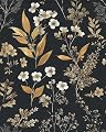 Nukofal Dark Floral Peel and Stick Wallpaper Black Floral Wallpaper 16.9inchx118.1inch Vintage Leaf Contact Paper Self Adhesive Removable Boho Botanical Wall Paper for Bedroom Cabinet Shelf Decor