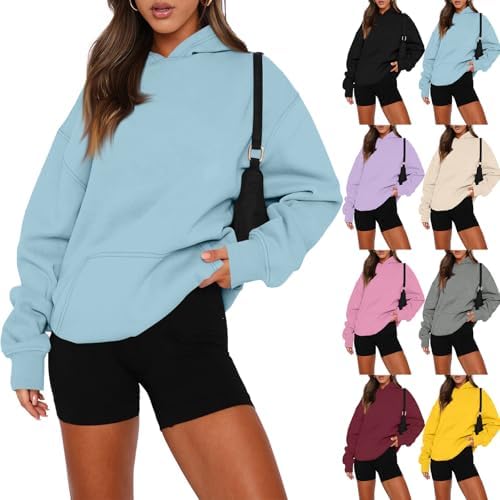 Hoodies for Women Oversized Trendy Fleece Pullover Long Sleeve Cute Y2k Hoodie Loose Winter Clothes Kangaroo Pocket
