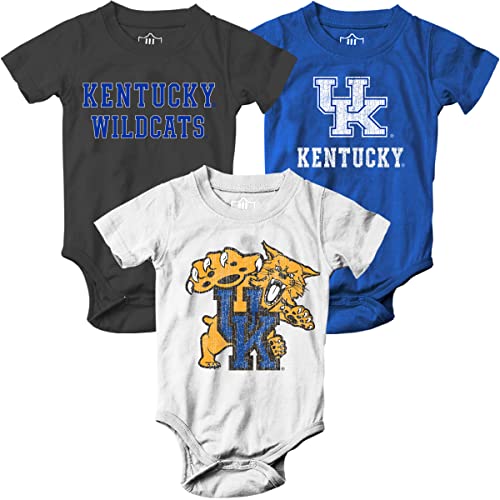 Image of Wes and Willy Baby College Team 3 Pack of Cotton Rompers(Kentucky, 6 Month)
